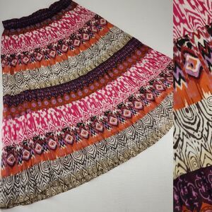 Studio West Sz Medium | Cotton Boho Hippie Patchwork Broomstick Maxi Skirt